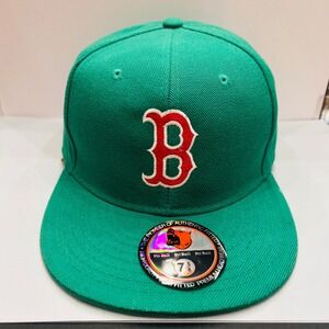 Pit Bull Fitted Hat Mens 7 5/8 Green Embroidered B Logo Flat Brim‎ Cap